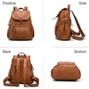 Monitika Rucksack Damen leder Wasserdicht Große Kapazität Modische Freizeit Schulrucksäcke Braun - 3