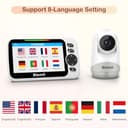 Blemil Monitor para bebés con batería de 30 Horas, Monitor para bebés de vídeo de Pantalla Grande de 5 Pulgadas con cámara y Audio, visión Nocturna, lulabies, sin WiFi - 4