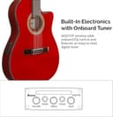 Ibanez GA35TCE-SRR Classical Electro Acoustic Guitar – Thinline Cutaway Nylon String with Spruce Top, Sapele Back & Sides, Undersaddle Pickup, AEQ210T Preamp & Onboard Tuner - Sapphire Red High Gloss - 6