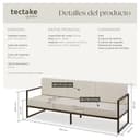 tectake® Conjunto Jardín Exterior de Acero, Sillones Terraza con Acolchado Grueso, Sillas Jardín con Pies Ajustables, Muebles Jardín Exterior, Fundas Repelentes al Agua, Sofás para Jardín - 3 plazas - 2