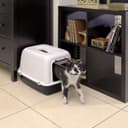 Ferplast Katzenklo, Katzentoilette mit Deckel, 2 geruchshemmende Aktivkohlefilter, abgedunkelte Schwingtür, 36 x 47 x h 35 cm, Clear CAT 10 Haustiertoilette - 3