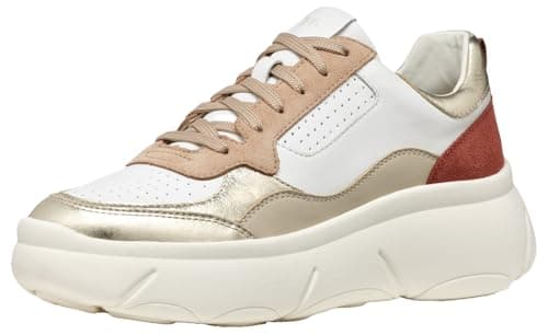Geox Donna D Nebula 2.0 X BSneaker, Bianco Lt Gold, 40 EU