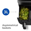 Philips Dual Basket Airfryer 3000 Series, 9L, 2 Drawer Air Fryer, with Breakfast Kit, Rapid Air Technology, Versatile Large Air Fryer for Family, 99% Less fat and Energy Saving, HomeID App (NA350/03) - 3