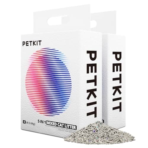 PETKIT 5 in 1 Lettiera per Gatti Mista, Risciacquabile, Inodore, Carbone Attivo, Ultra Assorbente e ad Asciugatura Rapida, 2×3.6kg