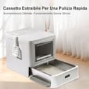 Marchul Cassetta Igienica per Gatti Chiusa in Acciaio Inossidabile con Coperchio e Design a Cassetto, XL, con Paratie Anti-Perdite, Paletta e Tappetino, Antiodore - 4