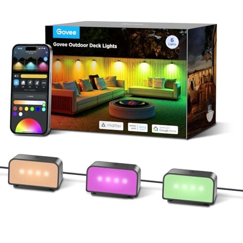 Govee Luces Exterior de Cerca, RGBIC con luz blanca de 4000K, más de 60 modos de escena, resistentes al agua IP65, compatibles con Alexa y Matter, para valla, patio y jardín, paquete de 6 unidades