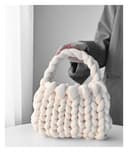 LSYHHXC Borsa Fatta a Mano in Lana Islandese Super Spessa, Borsa Lavorata a Mano e Fatta a Mano(Beige,22x18x13cm) - 1