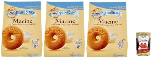 Mulino Bianco Macine Kekse – 3×800 g Familienpack, mit frischer italienischer Sahne, ohne Palmöl, knusprig & aromatisch – Frühstücksgebäck aus Italien + Italian Gourmet polpa