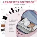 HYC00 Mochilas Portatil para Mujer Mochila Ordenador Portatil 14 Pulgadas Multifuncional Bolso Mujer Impermeable con Puerto USB de la Vida Diaria Trabajo Viaja Mochila Escolar,Gris Rosa - 5