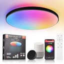CANMEIJIA LED Ceiling Light, Dimmable 24W RGB Ceiling Lights 3000-6500K with Remote Control, IP44 WiFi Flat Ceiling Light, Supports Alexa and Google for Bedroom, Living Room, Bathroom, Black - 1