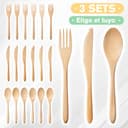 GASTROTOMI Cubiertos de Bambú Reutilizables para Llevar con Bolsa, Set de 18 Piezas Tamaño Normal (20 cm), Cubiertos de Madera sin Plástico para Oficina, Viaje, Picnic y Camping - 3