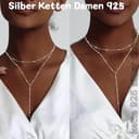 Meteorstarry Lange Y Kette mit Anhänger,Doppelkette Lang Halsreif Silberkette 925 Sterling Silber,Boho Layering Anhänger Halskette Damenkette Jewellery Boho Schmuck Ketten Geschenke für Damen Frauen - 2