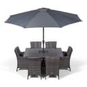 Giardino Savannah Rattan 6 Seater Dining Set | Rectangle Table & Chairs with Ice Bucket Drinks Cooler & Parasol - 7