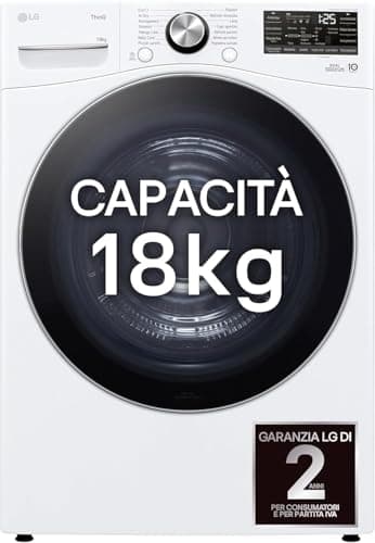 LG RH18U8AVCW Asciugatrice Smart 18kg, Classe A+++, Pompa di Calore DUAL Inverter, Motore Direct Drive, Intelligenza Artificiale AI Dry, Condensatore Autopulente, Wi-Fi, Serie U8, Bianca