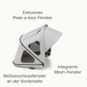 Bugaboo Dragonfly Sonnendach mit Lüftungsfenstern, ausziehbar für zusätzlichen und optimalen Sonnenschutz, wasserabweisend, Misty Grey - 6