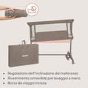 lionelo PARI Culla Co Sleeping Fianco Letto 3 in 1, Regolabile in Altezza 6 Livelli, Materasso T25 2 cm, Ruote con Blocco e Dondolo, Gambe Regolabili per Letto Continentale, Rivestimento Lavabile - 8