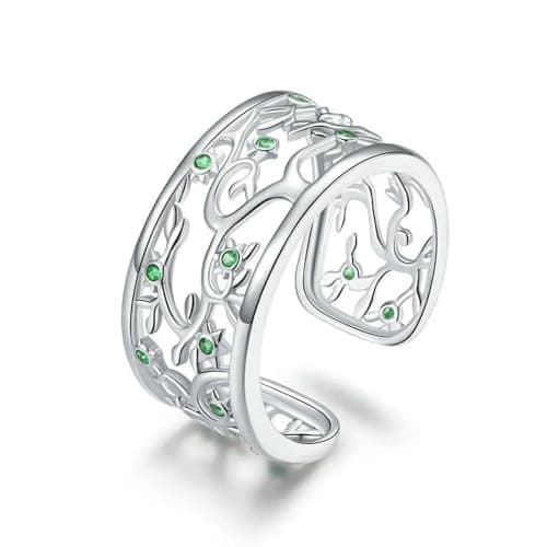 Anelli Larghi Con Albero Della Vita Per Donna, In Argento Sterling 925, Con Fascia Regolabile, Nuovo Design