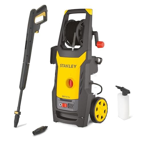 Stanley Idropulitrice SXPW19B | ad Alta Pressione | ad Acqua Fredda | per Auto ed Esterni Casa |con Avvolgitubo Statico | Pressione max. 150 bar | Portata max. 440 l/h | Assorbimento 1900 W