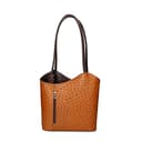 Damentasche mit Griffen und umwandelbar in einen Rucksack aus echtem Leder mit Straußenprägung. Italienisches Handwerksprodukt. Hergestellt in Italien GLX22300523FBG-06_CUOIO_14_T.MORO 28x25x9 cm - 1
