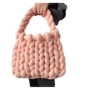 LSYHHXC Borsa Fatta a Mano in Lana Islandese Super Spessa, Borsa Lavorata a Mano e Fatta a Mano(Beige,22x18x13cm) - 6