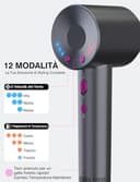 DMTIVMG Asciugacapelli Ionico 1600W Phon Capelli Professionale 500 Milioni Ioni Negativi 50 dB 12 Modalità 4 Temperature 3 Velocità del Vento 160000 RPM Motore Senza Spazzole 2 Accessori Magnetici - 5