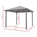 TOOLPORT Gazebo da Giardino 3x3 m Tetto Hardtop in Acciaio con Teli Laterali e Zanzariere in Grigio - 5