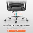 JUPPLIES Silla de Oficina Reclinable con Cojín Lumbar Masajeador – Sillón con Altura Ajustable y Ruedas Silenciosas, Respaldo Alto de PU Acolchado para Escritorio, Estudio o Trabajo (Negro) - 3