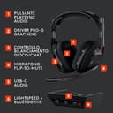 Logitech G Astro A50, cuffia con microfono gaming wireless LIGHTSPEED + base (Gen 5), PRO-G GRAPHENE, passaggio fra 3 sistemi, USB-C per Xbox, PS5, PC/Mac, Nintendo Switch, Switch 2, Bluetooth - Nero - 6