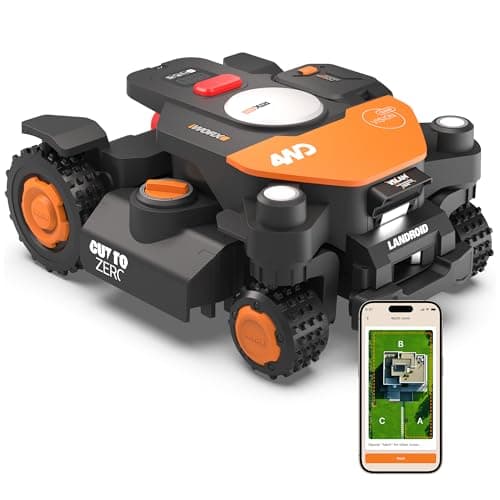 WORX Landroid Vision Cloud WR344E 4WD Mähroboter ohne Begrenzungskabel für 4000 m² (KI-Hinderniserkennung, VSLAM+ RTK Cloud Navigation, 84% Steigung, Auto-Mapping, App-Steuerung, Cut-to-Zero)