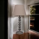 AcaciaHome Modern Tall Wooden Washed Table Lamp - Traditional Shabby Chic Design with Taupe Linen Shade, Wood Effect Finish for Living Rooms, Bedrooms, or Hallways Decor (42cm Dark Grey with Shade) - 3