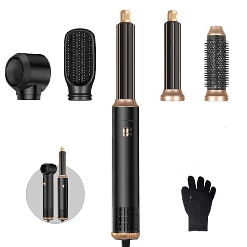 Hairstyler Set, 5 in 1 Air styler, Negativ Lonen Haarstyler mit Lockenstab automatisch, Air Styler Thermal Brush Haartrockner
