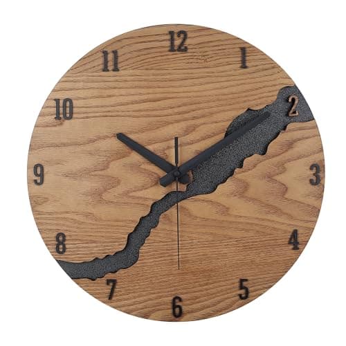Beflourish Wanduhr Ohne Tickgeräus Holz Modern Wanduhren für Büro, Wohnzimmer, Küche, Schule Kinderzimmer (40cm)
