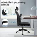 ELFORDSON Ergonomic Office Chair with Adjustable Headrest, High Back Desk Chairs for Home Office, 360° Swivel Mesh Computer Chair with Flip-up Armrests and Lumbar Support, 120° Rocking, Black - 6