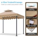 Toldo Pergola Recambio 3x3m, Pergolas de Jardin Cubierta de Repuesto de Gazebo Pabellón Exteriores, Doble Niveles Carpas para Exteriores con Orificios de Drenaje y Ventilación - 4