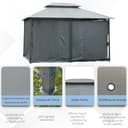 Outsunny Cenador para Jardín 3x4 m Pérgola de Jardín Gazebo con Doble Techo Paredes Laterales Resistente al Agua Carpa para Exterior Terraza Patio Gris - 4