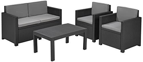 Allibert Victoria 189222 4-Piece Rattan Effect Plastic Lounge Set