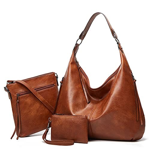 Pahajim Bolsos de Mujer Bandolera Mujer Bolso Hobo PU Piel Bolso Grande Tote de Hombro Conjunto de Bolso y Cartera 3pcs para Shopper,Trabajo(Marron)