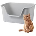 Vealind Offen Katzenklo XL, Katzentoilette Hoher Rand, 55x40x26cm Groß Katzenklo, katzentoiletten Einfach Zu Reinigendes Hygienische Katzentoilette Aus Kunststoff, Cat Litter Box(grau) - 1