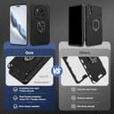 Btstring Cover per Honor Magic6 Pro, Grado Militare Custodia Con Cavalletto in Metallo Rotante a 360°, Hard PC Back Cover e TPU Bumper Antiurto Case- Nero - 3