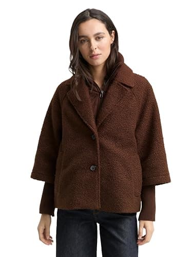 Tom Tailor Damen Bouclé Cape Jacke im 2-in-1-Look