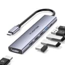 LENTION 6 en 1 Hub USB C HDMI 4K@30Hz, PD 100W, USB-A 3.0 & 2.0, Adaptador USB C para MacBook Pro 2025-2016, Nuevo Mac Air, Surface, iPhone 17 Plus Pro MAX y Más (CH17, Gris) - 1