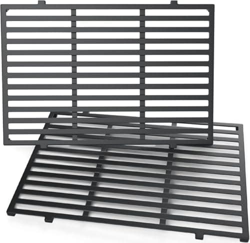 Denmay 47.6cm Grillroste für Weber Genesis II 300 und Genesis II LX 300 Serie Gasgrills, Genesis II E&S 310 315 320 325 340, Gusseisen Grillroste Ersatzteil für Weber 66095 66802,66805, 2 Stück