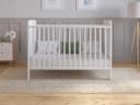 Love For Sleep Babybett Beistellbett 120x60 cm mit Matratze - Kinderbett Baby Bett Holz Weiß, Babybett Komplett Set - Kinderbett Mitwachsend Gitterbett - 1