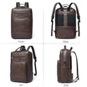 Shrrie cuoio laptop zaino per donne e uomini, 16 pollici impermeabile computer zaino, con connessione di ricarica USB，28 L estensibile lavoro Business Weekender College,Caffè - 8