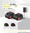 Wrneaoch Wacker eléctrico inalámbrico de 21 V, batería de 650 W 6000 RPM sin cuerda con 2 baterías de 2.0 Ah, potente recortadora de cuerdas inalámbrica para el cuidado del jardín y el césped - 2