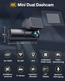 GKU 4K Dashcam Auto Vorne Hinten, 5GHz WiFi GPS, Dual Dash Cam, 1.5” IPS Mini Auto Kamera mit 64GB SD Karte, Parküberwachung, Super Nachtsicht, WDR, 170° Weitwinkel, G-Sensor, APP Steuerung, Max 256GB - 4