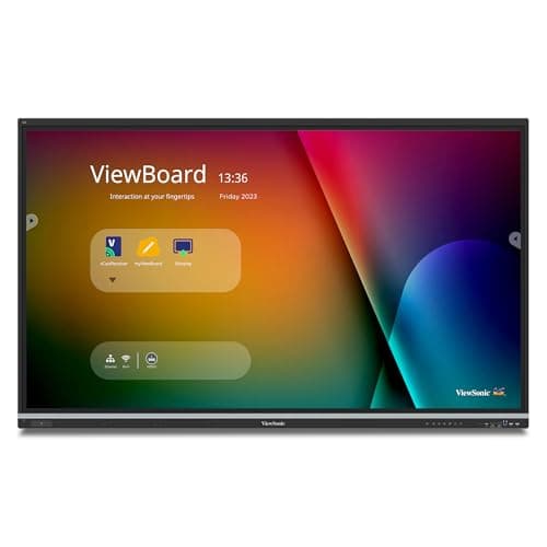 ViewSonic IFP7551 - Tablero inteligente interactivo 4K ViewBoard de 75 pulgadas con software educativo integrado, Android 14, Google EDLA, táctil de 50 puntos, micrófono integrado, HDMI, VGA, hub USB