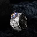 WLLDDDIU Anello In Argento 925 Da Donna,Anelli In Argento Sterling 925 Grosso Martello Design Anelli Regolabili Pietra Di Luna Regolabile Sterling Anelli Di Promessa Regali Per Uomini Ragazze D - 3