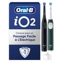 Oral-B iO Series 2 - Cepillo de dientes eléctrico, 2 unidades, 2 cabezales de cepillo, 3 modos de cepillado para el cuidado dental, tecnología magnética, diseñado por marrón, negro nocturno/verde - 1