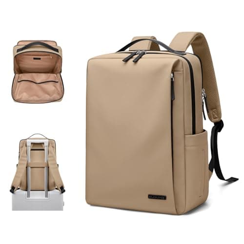GOLF SUPAGS Mochila Mujer Hombre de Piel Sintética, Elegante Mochila Ordenador Portatil de 15.6 Pulgadas, Mochila Viaje Multifuncional Resistente al agua, para Universidad, Trabajo, Viajes (Marrón)